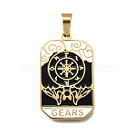 Tarot 304 Stainless Steel Enamel Pendants, Ion Plating(IP), Real 18K Gold Plated, Compass, 32x19.5x2mm, Hole: 7x3.5mm(STAS-M119-09N-G)