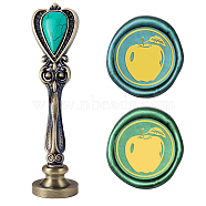 DIY Scrapbook, Brass Wax Seal Stamp Flat Round Head and Heart Handle, Fruit Pattern, 25mm(AJEW-WH0144-042)