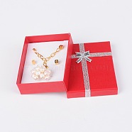 Valentines Day Gifts Packages Cardboard Pendant Necklaces Boxes, with Bowknot Outside and Sponge Inside, for Necklaces and Pendants, Rectangle, Red, 9x7x3cm(CBOX-R013-9x7cm-2)