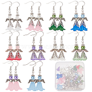 DIY Fairy Earring Making Kit, Including Acrylic Flower & Glass Pearl & Alloy Wing & Plastic Pearl Beads, 304 Stainless Steel Bead Cone, Brass Earring Hooks, Mixed Color, 154Pcs/box(DIY-SC0022-64)