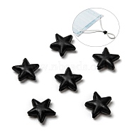 Star PVC Plastic Cord Lock for Mouth Cover, Anti Slip Cord Buckles, Rope Adjuster, Black, 10.5x10.5x4mm, Hole: 2.5x4mm(KY-D013-01G)