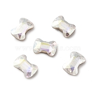 K9 Glass Rhinestone Cabochons, Flat Back & Back Plated, Faceted, Bowknot, Crystal, 8.5x12x4mm(RGLA-G017-04A-001TR)