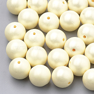 Spray Painted Style Acrylic Beads, Rubberized, Round, Champagne Yellow, 10mm, Hole: 1.5mm, about 950pcs/500g(MACR-T010-10mm-07)