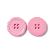 Resin Buttons, Dyed, Flat Round, Pink, 25x3mm, Hole: 2mm, 98pcs/bag(RESI-D030-25mm-05)