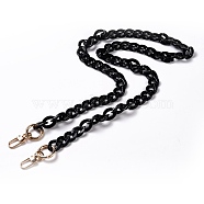 Acrylic Curb Chains Bag Straps, with Alloy Spring Gate Ring & Swivel Clasps, for Bag Straps Replacement Accessories, Black, 95~105cm(FIND-WH0082-79C)
