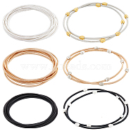 30Pcs 6 Style Spring Bracelets Set, Minimalist Steel French Wire/Gimp Wire Stretch Bracelets for Stackable Wearing, Mixed Color, Inner Diameter: 2-1/4 inch(5.85cm)(BJEW-BC0001-10)