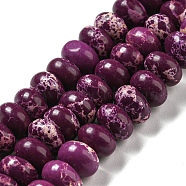 Synthetic Imperial Jasper Dyed Beads Strands, Rondelle, Purple, 8~8.5x5~5.5mm, Hole: 1.2mm, about 76~77pcs/strand, 15.20''~15.47"(38.6~39.3cm)(G-D077-E01-01E)