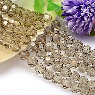 Imitation Austrian Crystal Bead Strands, Grade AAA, Faceted(32 Facets) Round, Dark Khaki, 10mm, Hole: 0.9~1mm, about 40pcs/strand, 15.7 inch(G-M181-10mm-21A)