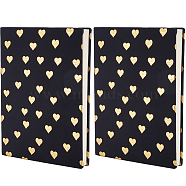 3Pcs Elastic Fabric Book Covers, Rectangle with Heart Pattern, Black, 220~230x355~365x1mm(AJEW-CP0007-41A)