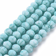 Opaque Baking Painted Crackle Glass Beads Strands, Faceted, Rondelle, Pale Turquoise, 8x6.5mm, Hole: 1.2mm, about 50pcs/strand, 12.8 inches(32.5cm)(EGLA-S174-20A)