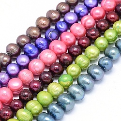 Dyed Natural Cultured Freshwater Pearl Beads Strands, Potato, Mixed Color, 8~10x7~9mm, Hole: 0.8mm, about 47pcs/strand, 14.1 inch~16.1 inch(36~41cm)(PEAR-L021-04-01A)