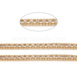Brass Rhinestone Strass Chains, Rhinestone Cup Chains and Ball Chains, with Spool, Soldered, Long-Lasting Plated, Golden, 5.5x2mm, about 32.8 Feet(10m)/roll(CHC-D026-11G)