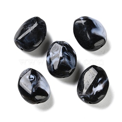 Opaque Acrylic Beads, Two Tone, Oval, Black, 33.5x26x14mm, Hole: 2.5mm, about 65pcs/500g(OACR-M015-08)