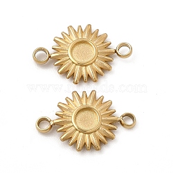 Ion Plating(IP) 304 Stainless Steel Cabochon Connector Settings, Sun, Real 14K Gold Plated, Tray: 3mm, 14x9x1.5mm, Hole: 1.6mm(STAS-C070-03G)