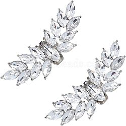 Fingerinspire 1Pair Alloy Rhinestone Shoe Buckle Clasps, for DIY Shoe Decoration, Wedding Shoes Accessories, Wing, Crystal, Platinum, 24.5x69x10mm(FIND-FG0001-18)