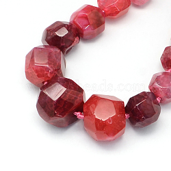 Dyed Natural Agate Bead Strands, Faceted Round/Polygon, FireBrick, 12~25x11~24x10~22mm, Hole: 2~3mm, about 27pcs/strand, 18.8 inch(G-Q940-08C)