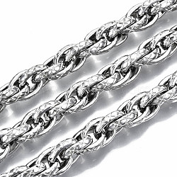 304 Stainless Steel Rope Chains, with Spool, Unwelded, Stainless Steel Color, 14.5x10.7x3.3mm, about 16.4 Feet(5m)/roll(CHS-S008-008P)