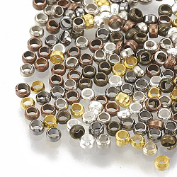 Brass Crimp Beads, Rondelle, Mixed Color, 2x1.2mm, about 3000pcs/bag(KK-Q754-01)