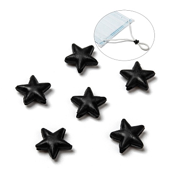 Star PVC Plastic Cord Lock for Mouth Cover, Anti Slip Cord Buckles, Rope Adjuster, Black, 10.5x10.5x4mm, Hole: 2.5x4mm