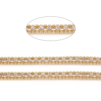 Brass Rhinestone Strass Chains, Rhinestone Cup Chains and Ball Chains, with Spool, Soldered, Long-Lasting Plated, Golden, 5.5x2mm, about 32.8 Feet(10m)/roll