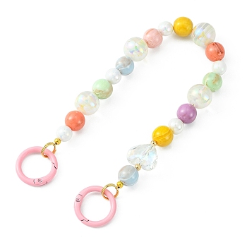 Acrylic & Resin Beaded Bag Straps, with Spray Painted Eco-Friendly Alloy Spring Gate Rings, Colorful, 31.2x1.55cm