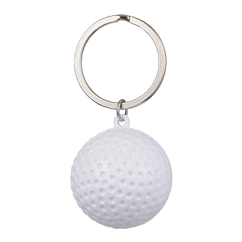 ABS Plastic Sports Ball Theme Pendants Keychains, with Iron Split Key Rings, Golf, 6.25cm, Pendants: 36x32x32mm