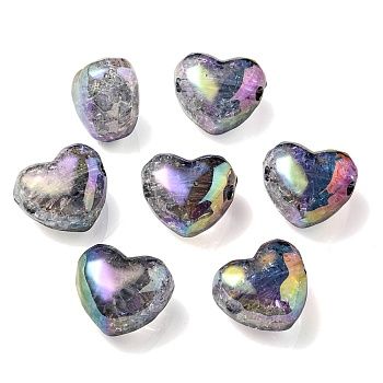 Transparent Crackle Acrylic Beads, Gradient Color, Heart, Light Grey, 19x22x14mm, Hole: 3.5mm