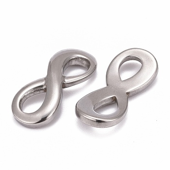 304 Stainless Steel Links connectors, Infinity, Stainless Steel Color, 27x11x2.8mm, Hole: 7x5mm