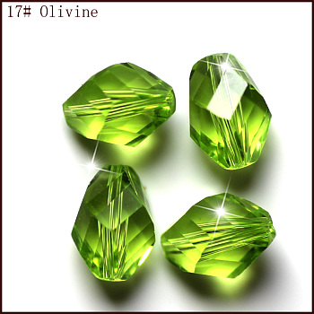 Imitation Austrian Crystal Beads, Grade AAA, Faceted, Bicone, Yellow Green, 6x8mm, Hole: 0.7~0.9mm