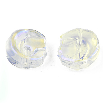 Electroplate Transparent  Glass Beads, AB Color, Moon with Star, Clear AB, 14x12.5x5mm, Hole: 1mm