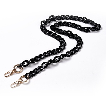 Acrylic Curb Chains Bag Straps, with Alloy Spring Gate Ring & Swivel Clasps, for Bag Straps Replacement Accessories, Black, 95~105cm