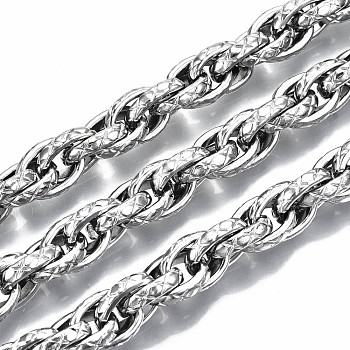 304 Stainless Steel Rope Chains, with Spool, Unwelded, Stainless Steel Color, 14.5x10.7x3.3mm, about 16.4 Feet(5m)/roll