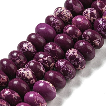 Synthetic Imperial Jasper Dyed Beads Strands, Rondelle, Purple, 8~8.5x5~5.5mm, Hole: 1.2mm, about 76~77pcs/strand, 15.20''~15.47"(38.6~39.3cm)