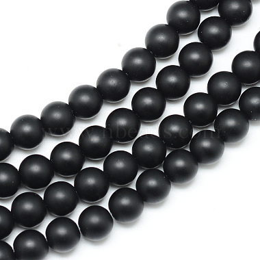 8mm Round Black Stone Beads