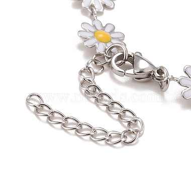Enamel Daisy Link Chains Bracelet(BJEW-P271-01P)-5