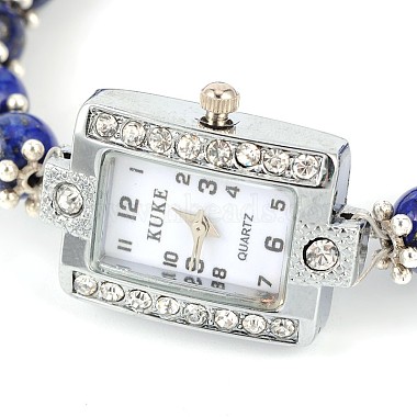 Strass alliage rectangle bracelets de montres électroniques(BJEW-JB01737-06)-2