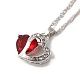 Resin Heart Pendant Necklace with Singapore Chains(NJEW-C003-01D)-1