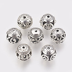 Tibetan Style Alloy Beads, Hollow Round, Antique Silver, 14~17x13~14mm, Hole: 2mm(TIBEB-L002-16M)
