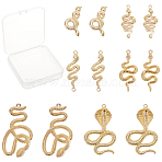 Rack Plating Alloy Pendants, with Links Connectors, Cadmium Free & Lead Free, Snake, Light Gold, 30.5~53x14~32.5x2.5~8mm, Hole: 1.8~2mm, 12pcs/box(PALLOY-SC0002-88LG-RS)
