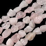 Raw Rough Natural Rose Quartz Beads Strands, Nuggets, 11.5~15x11.5~13.5x9.5~11.5mm, Hole: 1mm, about 31pcs/strand, 15.35~15.55''(39~39.5cm)(G-A319-A01-01)