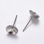 304 Stainless Steel Stud Earrings Findings, For Half Drilled Beads, Stainless Steel Color, 13x8x0.7mm, Pin: 0.7mm(X-STAS-K146-018-8mm)