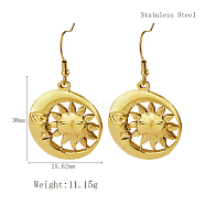 Stylish Stainless Steel Sun Dangle Earrings for Women, Various Designs Available, Golden, 30x25.62mm(NI1650-3)