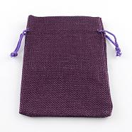 Polyester Imitation Burlap Packing Pouches Drawstring Bags, for Christmas, Wedding Party and DIY Craft Packing, Purple, 18x13cm(ABAG-R005-18x13-10)