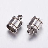 201 Stainless Steel Cord Ends, Stainless Steel Color, 11x7mm, Hole: 2.5mm, 6mm Inner Diameter(STAS-G139-6mm-04P)