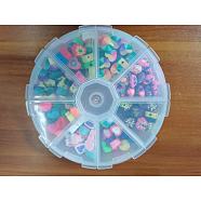 200Pcs 8 Styles Handmade Polymer Clay Beads, Heart, Mixed Color, 25pcs/style(CLAY-SZ0001-26)