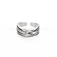 Men's Alloy Cuff Finger Rings, Open Rings, Cadmium Free & Lead Free, Antique Silver, US Size 6 1/4(16.7mm)(RJEW-N029-074)
