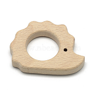 Undyed Beech Wood Big Pendants, Lead Free, Hedgehog, BurlyWood, 45.5x60x10mm, Hole: 3mm(X-WOOD-R263-05-LF)