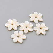 Natural Freshwater Shell Beads, Flower, Floral White, 16x18x3mm, Hole: 2mm(SHEL-S269-32)