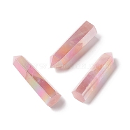 AB Color Plated Natural Rose Quartz Display Decoration, Healing Stone Wands, for Reiki Chakra Meditation Therapy Decos, Hexagonal Prism/Bullet, 50~103x21~28x18~26mm(G-E137-01A)