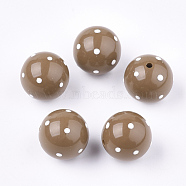 Acrylic Beads, Round with Spot, Camel, 16x15mm, Hole: 2.5mm(SACR-T345-02C-01)
